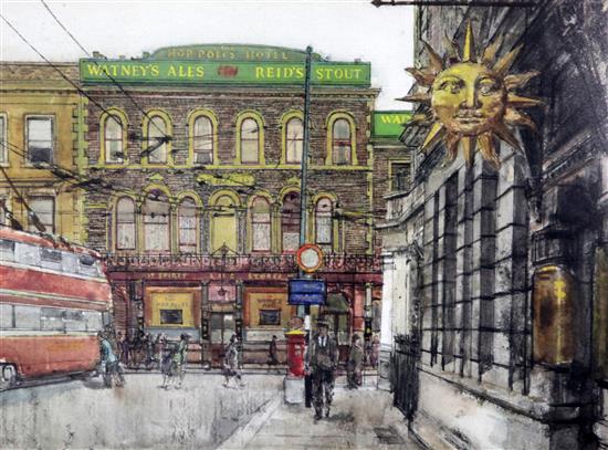 § Ruskin Spear (1911-1990) The Hop Poles Hotel, King Street, Hammersmith 10.25 x 13.5in.